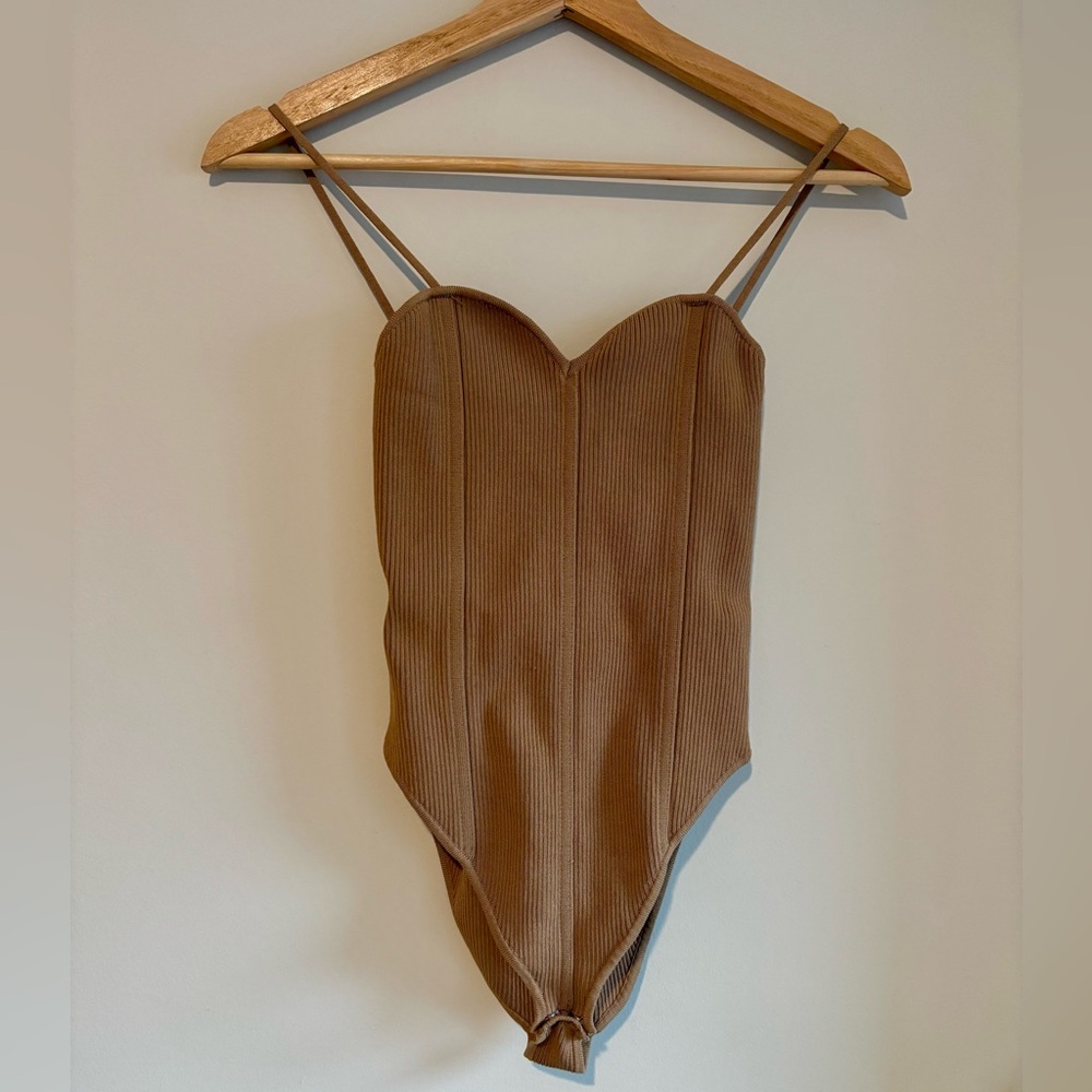 Zara Camel Ribbed Bodysuit
